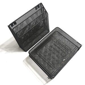 🖤 Black Mesh Desk Organizer Set – 2 Rubbermaid Trays + 3-Tier File Rack